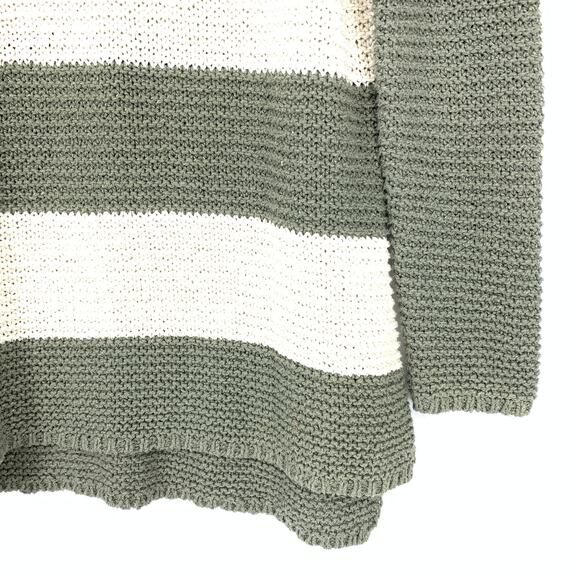 Chico's Sweater Women's 1 US M Block Textured Knit Striped Pullover Olive White - Picture 4 of 6